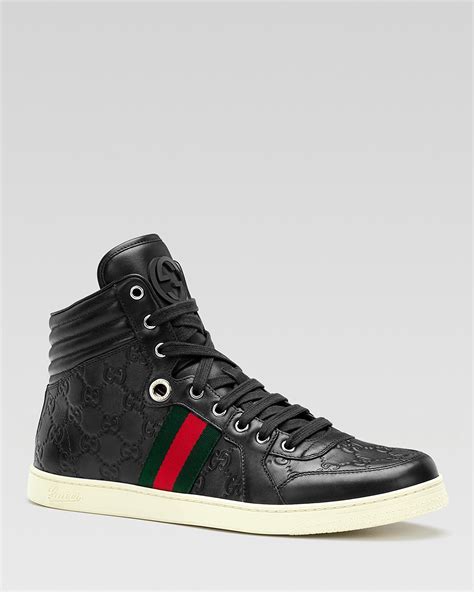 black gucci high tops|leather high top sneaker gucci.